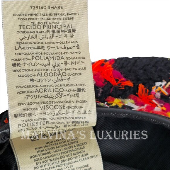 GUCCI BERET CHECK LAME TWEED WOOL BLEND HAT w G LOGO $610 sz S 56cm main image 13